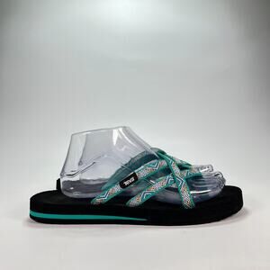 Teva Olowahu Teal Green Criss Cross Starps Flip Flop Sandals 6840 Women’s Size 9